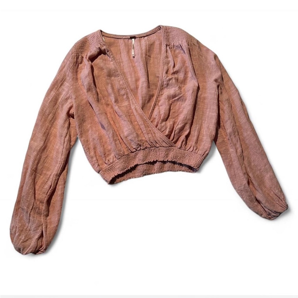 Free People Dusty Pink Wrap Blouse